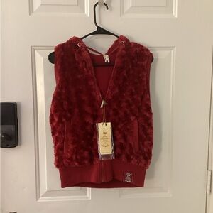 RockRevolution Deep Red Reversible Fuzzy Vest